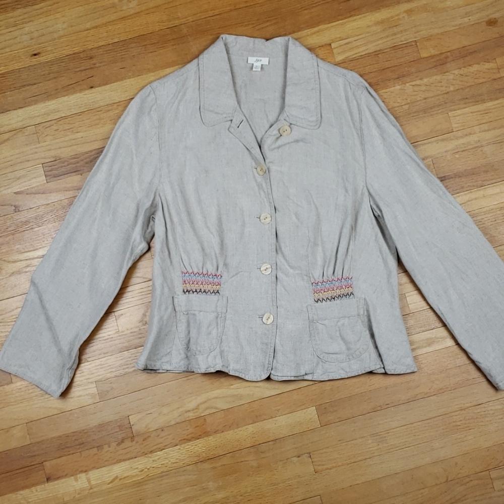 J. Jill Button Front Linen Jacket